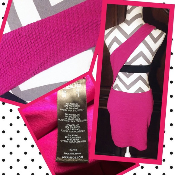 ASOS Fuchsia & Black Bodycon Strappy Dress - Picture 3 of 3